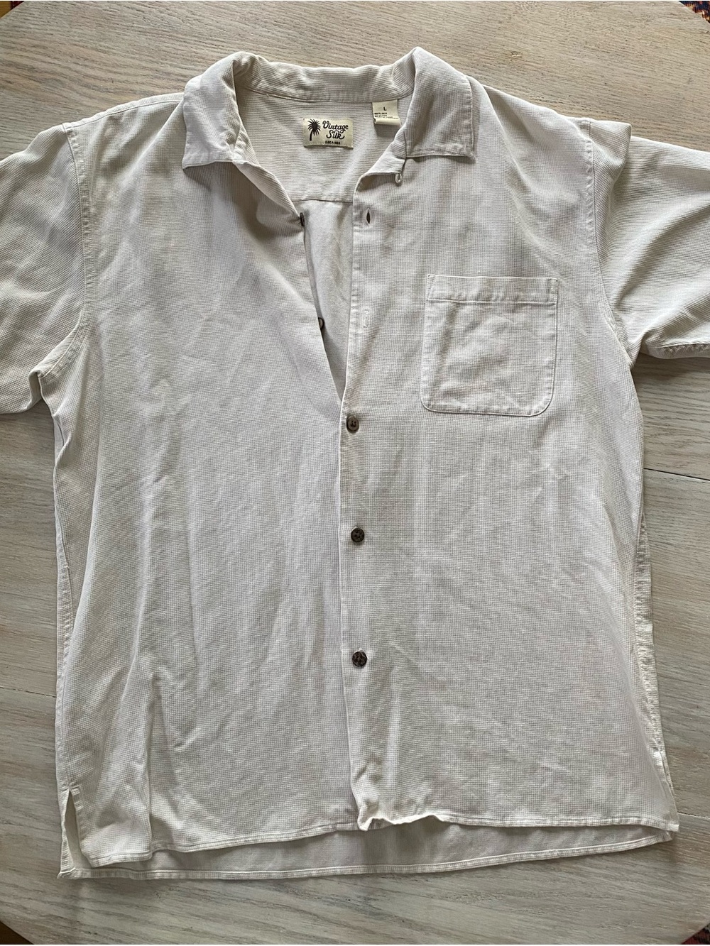 Vintage Cream Short Sleeve Button-Down Shirt